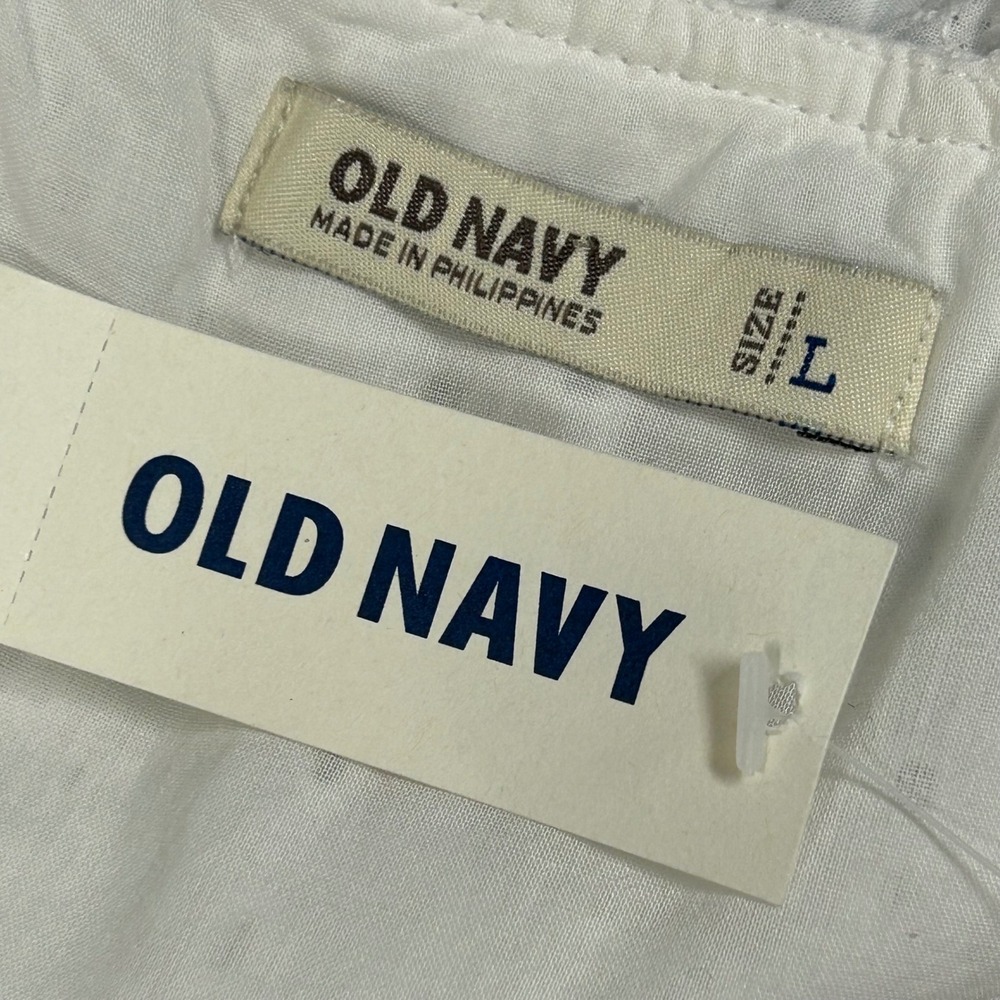 Old Navy Women Y2k Babydoll Eyelet Dress L Ruffle Smocked White Coquette NWT - Picture 5 of 8